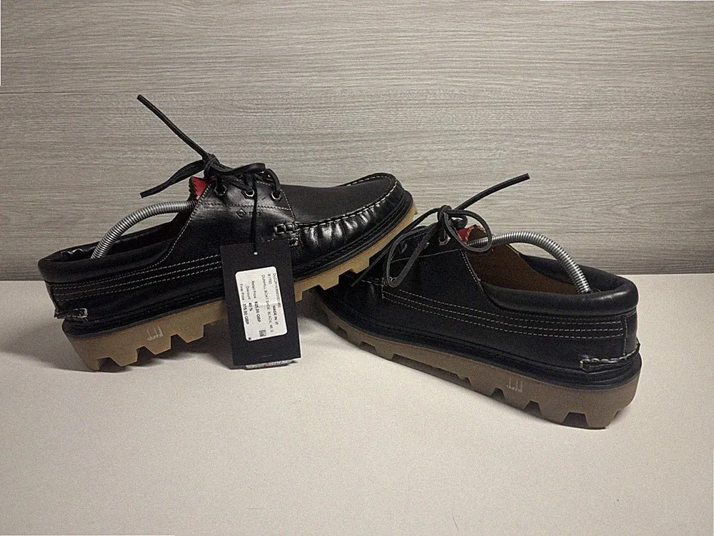 Dunhill Boots-/Halbschuh Leder schwarz Made in Italy Größe 11 nagelneu ohne Karton