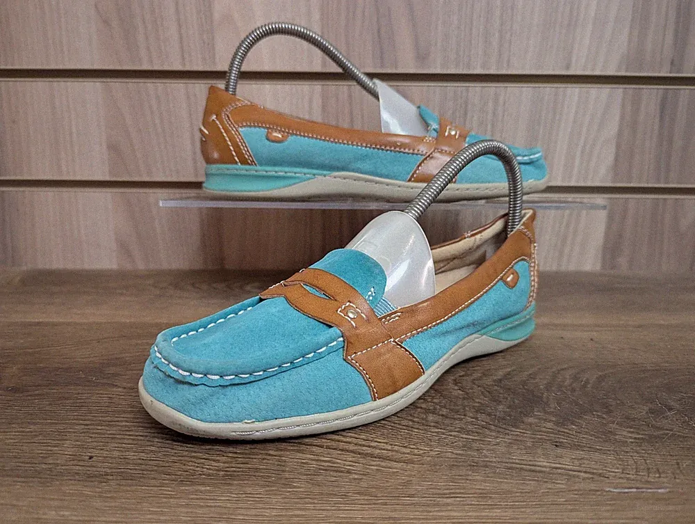 Earth Spirit Loafer Schuhe Damen Aqua Wildleder Luxus Sommer Urlaub UK 6 EU 39