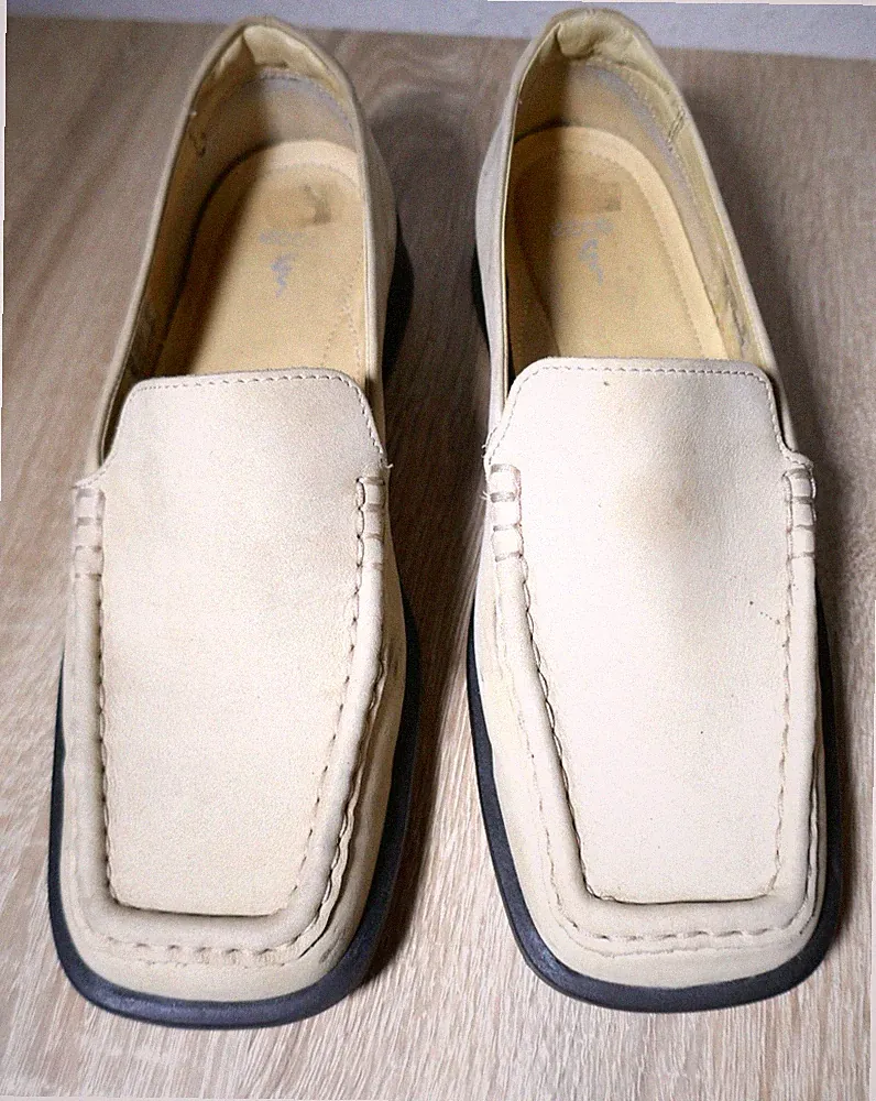 ❤️ECCO BEIGE NUBUK LEDER HALBSCHUHE SLIPPER LOAFER GRÖßE 36 UK 4 GETRAGEN