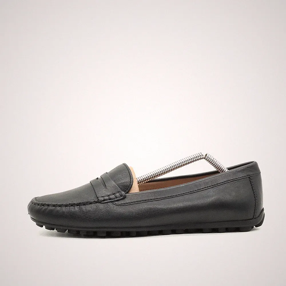 ECCO Damen Slipper EU 39 Penny Loafer schwarz Leder Low-Top Bequem Mokassin