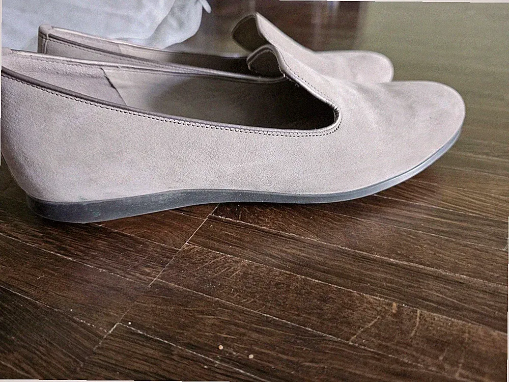 ECCO Damen Slipper Loafer Echtleder Hellgrau Beige Gr. 37 Top Zustand!