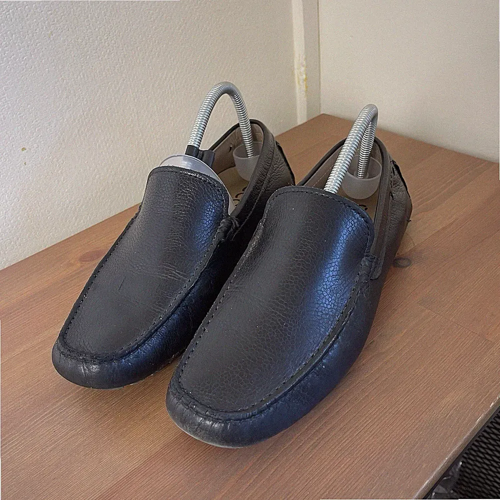 Ecco Halbschuhe Herren Größe UK 7 EU 40 schwarz genarbtes Leder Mokassin Fahrschuhe