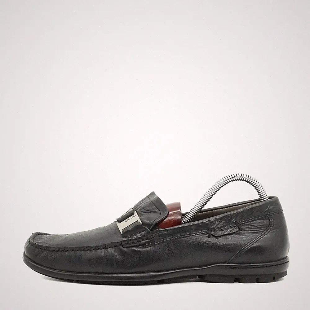 ecco Herren classic loafer slipper schwarz leder atmungsaktiv bequem EU 40