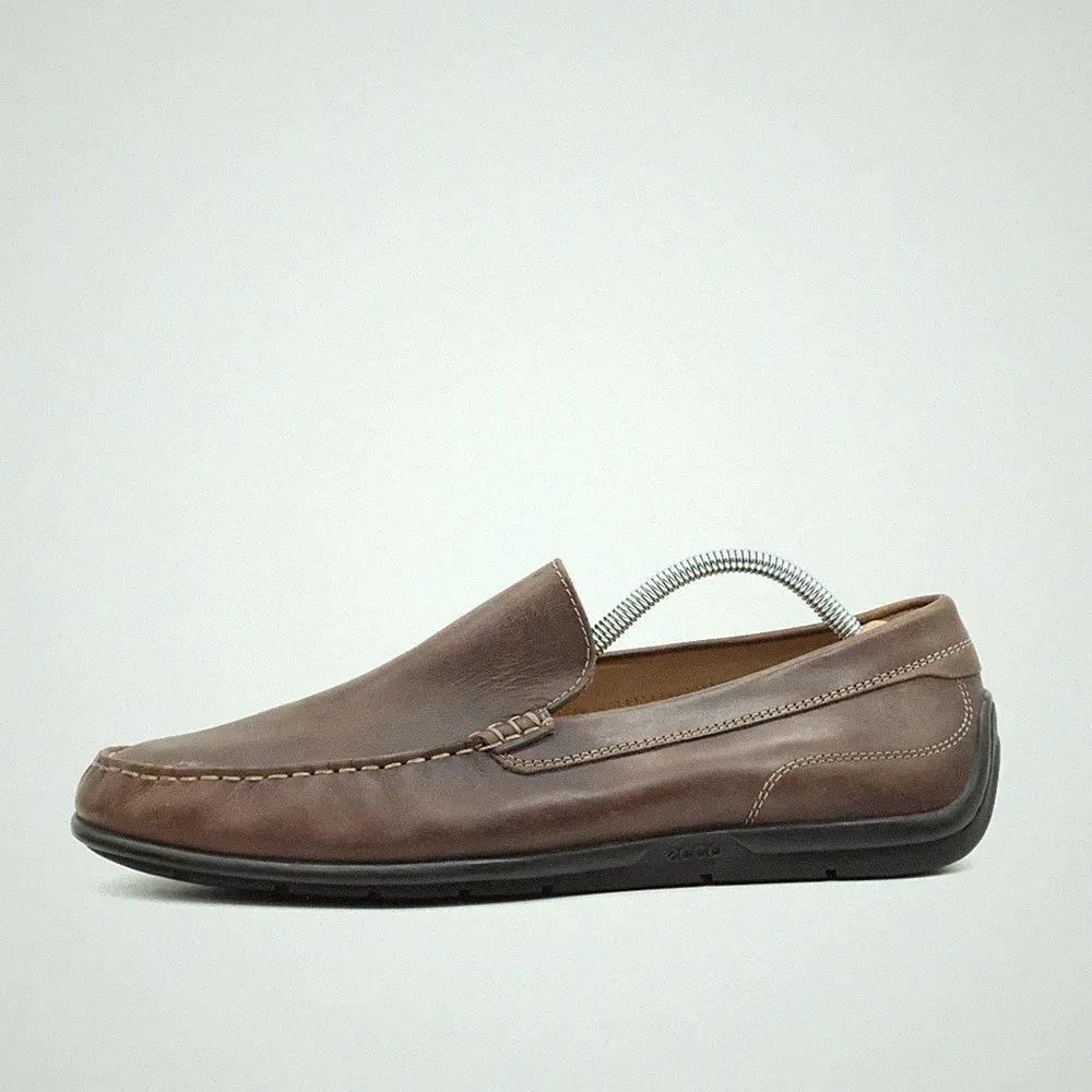 Ecco Herren Freizeitschuh EU 45 Casual Loafer Braun Leder Atmungsaktiv Loafers