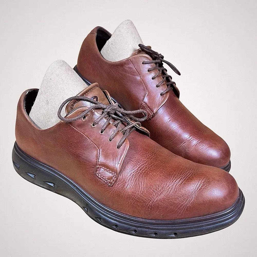 ECCO Herren Größe 8,5 Derby Schuh Halbschuh Braun Leder Gore-Tex Surround Hybrid 720