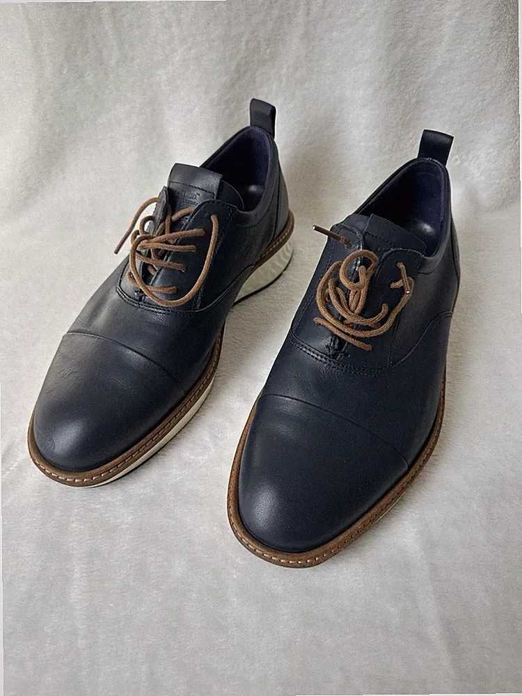 Ecco Herrenschuhe Größe 39 Marineblau Leder - Top Zustand