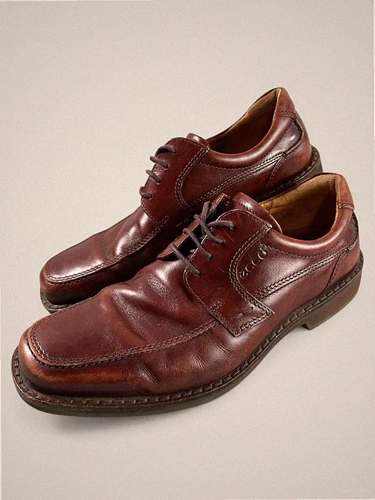 ECCO Leder Round Toe Schuhe Herren Braun UK7,5 EU41 Schnürschuhe Komfort