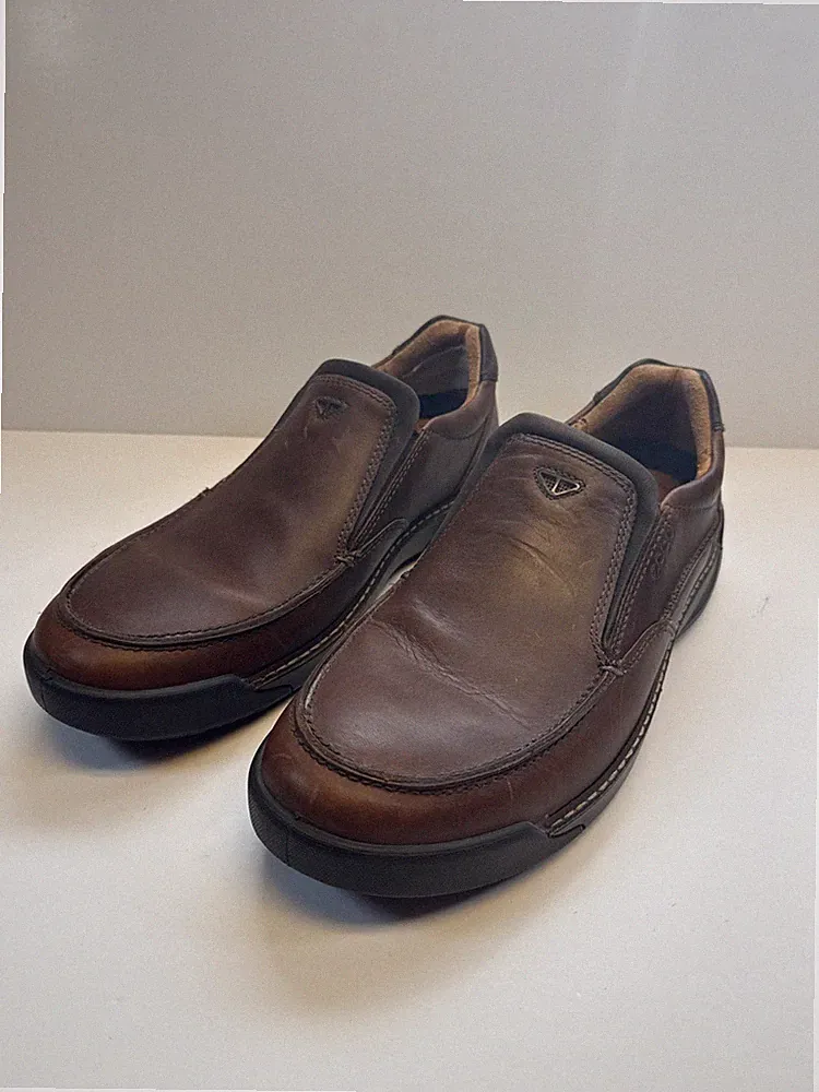 ECCO Men’s Leather Slip On Loafers Brown EU 45 Comfort Walking Shoes