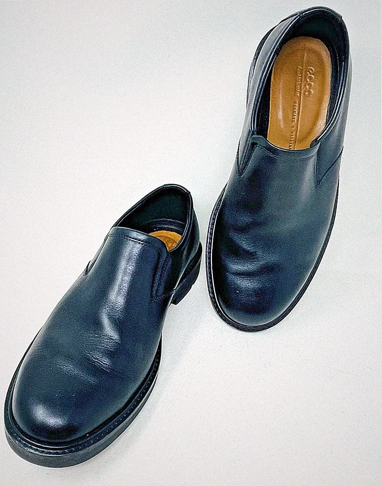 Ecco Mens Metropole London Shoes 41 Black Leather Comfort Slip On Casual Wide