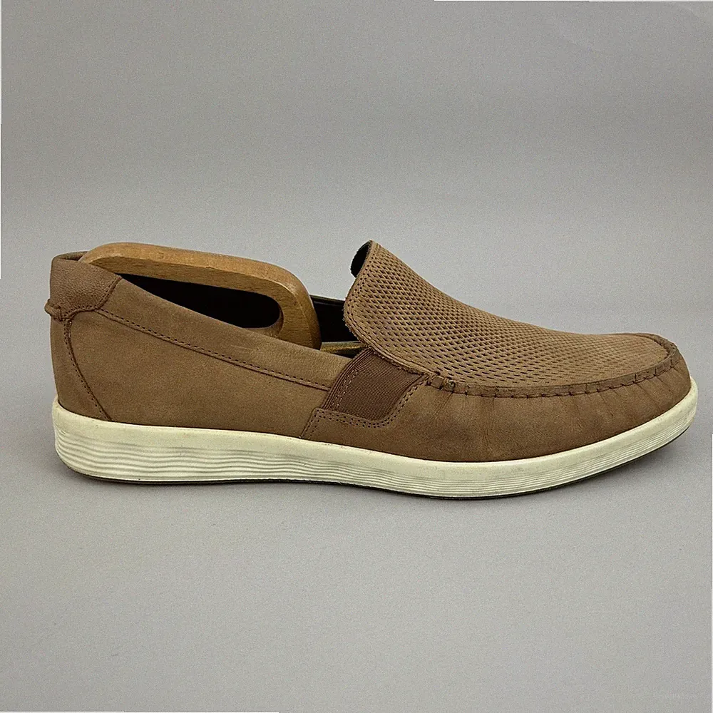 Ecco Schuhe Herren EU43 UK 9 Braun Slipper Leder Halbschuhe S-Lite Komfort Freizeit