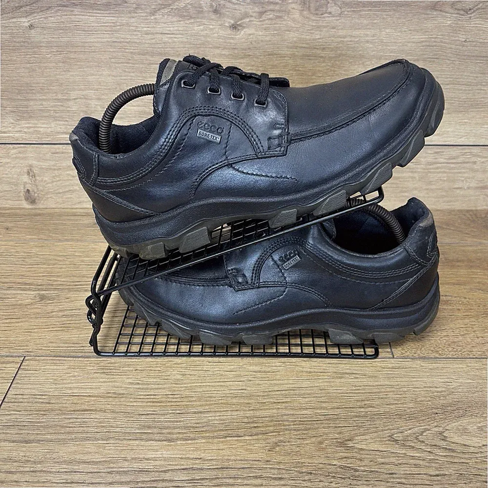 Ecco Schuhe Herren Gr. UK 10 Rugged Track 5 Gore-Tex Chunky Schwarz Leder GTX
