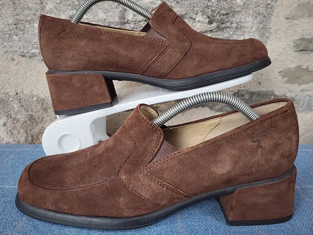 Ecco Tobacco Wildleder Slipper Halbschuhe Braun Größe UK 6 EU39 2" Blockabsatz Mokassin