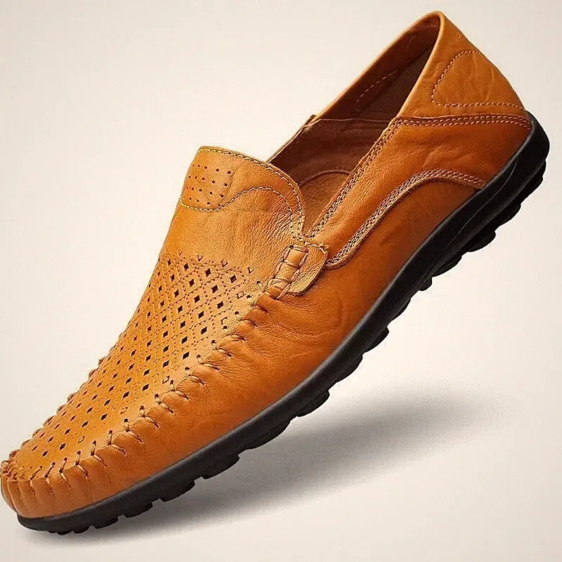 Echtes Leder Männer Schuhe Casual Loafers Mokassins Atmungsaktive Slip auf Boot