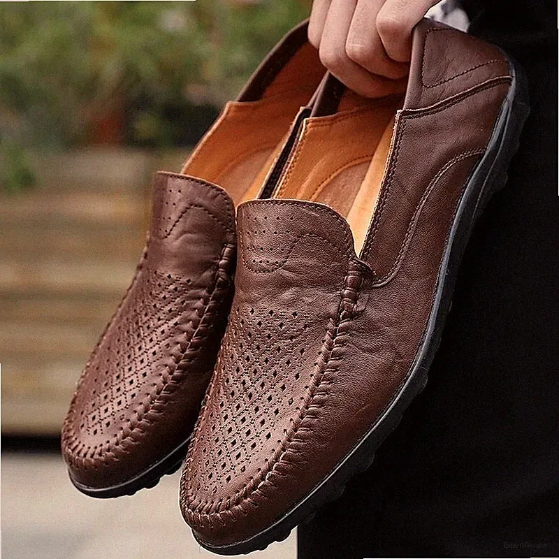 Echtes Leder Männer Schuhe Casual Loafers Mokassins Atmungsaktive Slip auf Boot