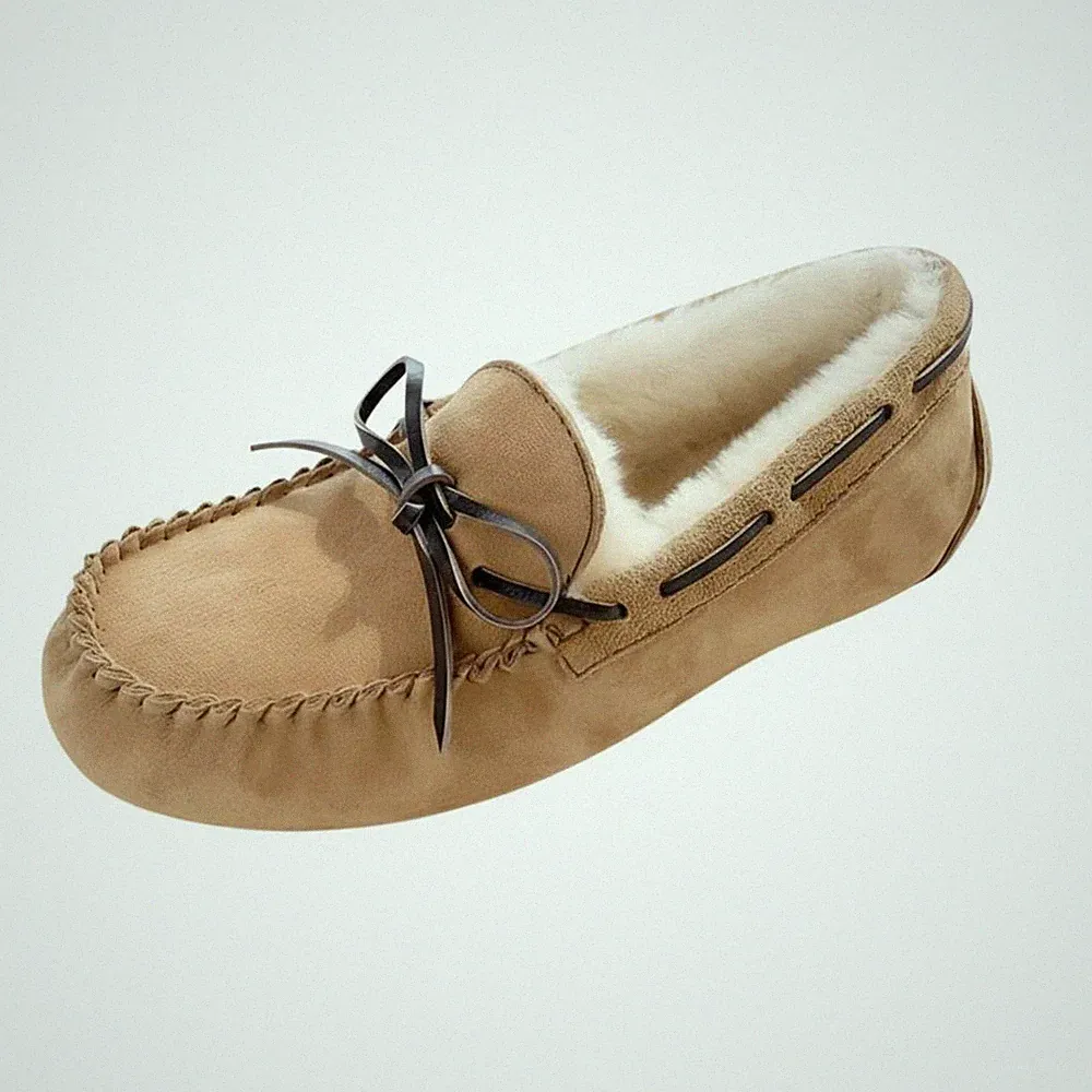 Echtleder Shearling Loafer, Damen Slip-On, Winterplüsch, 2025