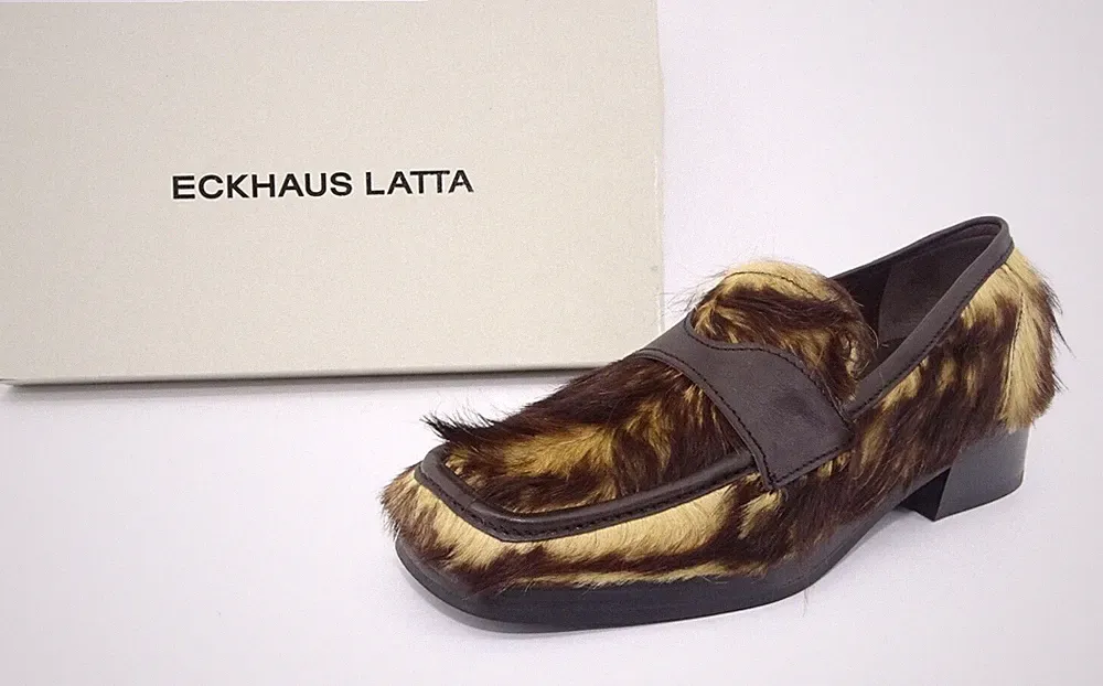 ECKHAUS LATTA LOAFER UNISEX Slipper Halbschuhe Leder Braun Gr. 42