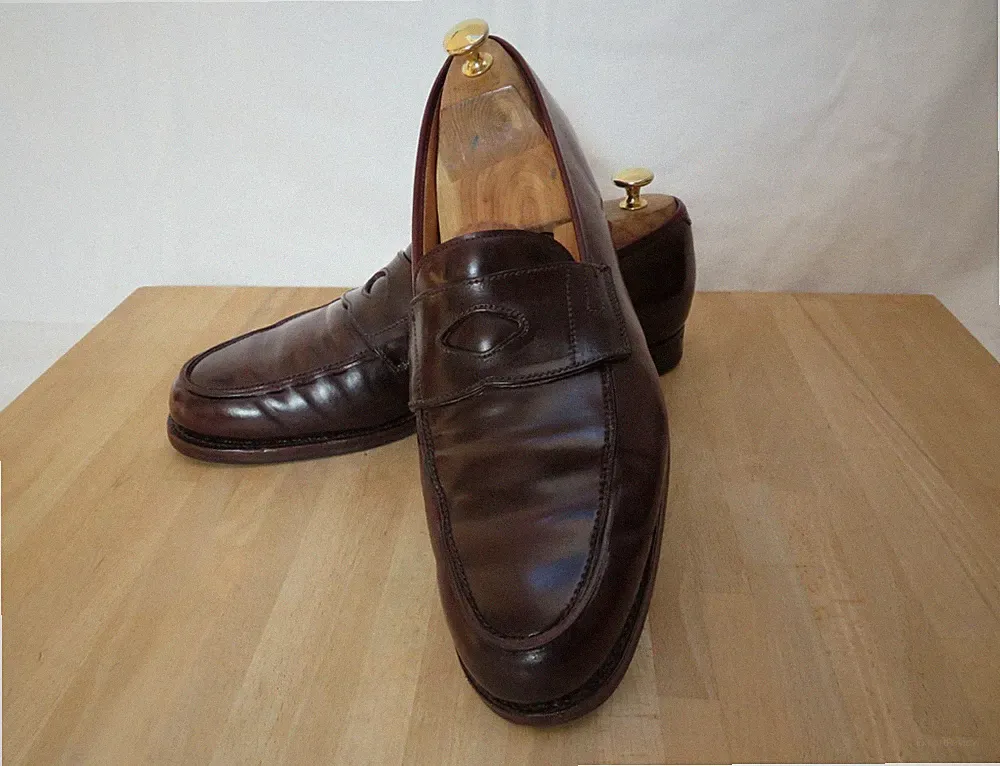 Ed Eduard Meier Penny Loafer Shell Cordovan Burgundy Gr. 11 B / 45 Pferdeleder