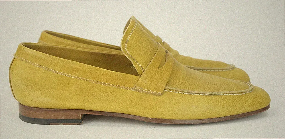 Ed Meier Herrenschuhe Loafers senfgelbes Leder Gr. 45 1/2