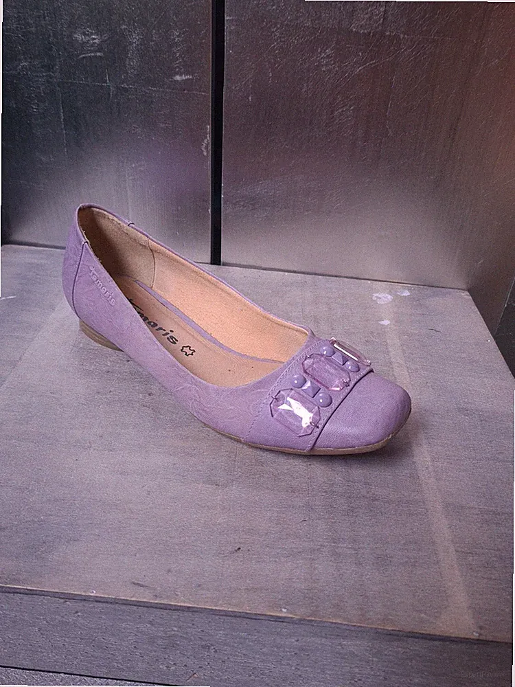 Edle TAMARIS Ballerinas Gr 36 lila flieder Halbschuhe Loafers Slipper #1288