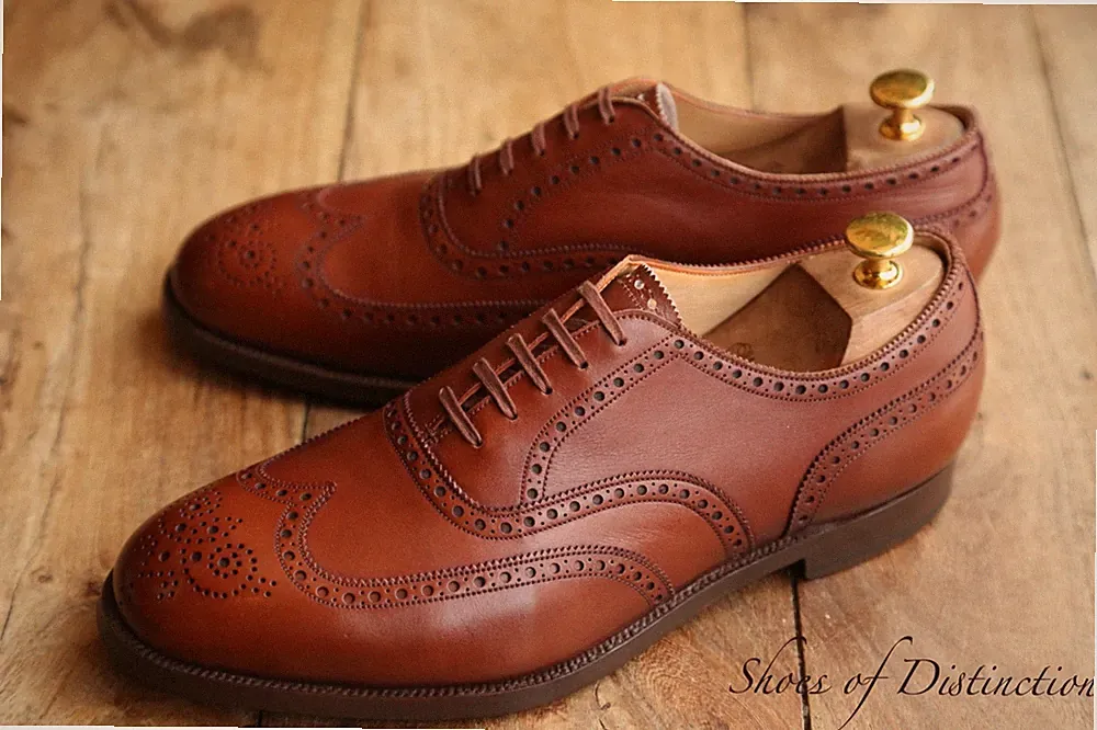 Edward Green Braun Leder Oxford Brogue Schuhe Halbschuhe Herren UK 9 F US 9,5