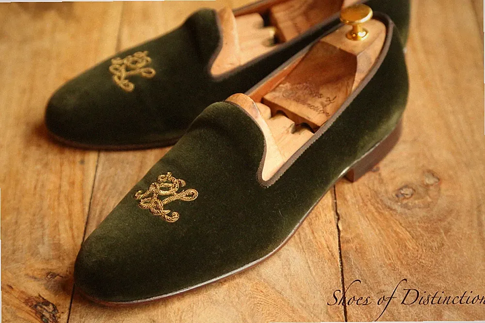 Edward Green Grün Samt Gold RL Schuhe Halbschuhe Herren UK 7,5 US 8 EU 41,5