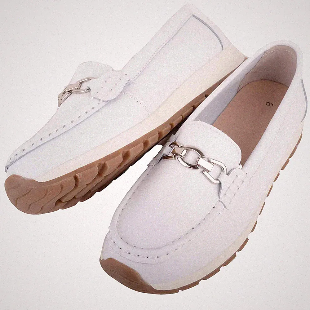 Einfache Slipper Halbschuhe aus echtem Glattleder mit klobiger Sohle für Damen