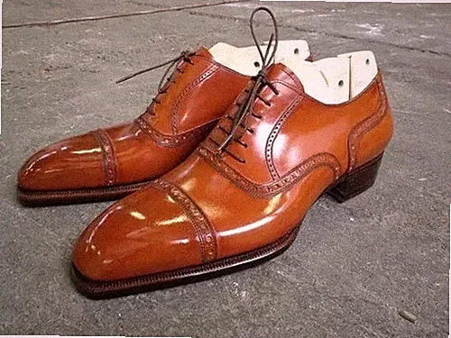 Elegant Herren braun italienisches Leder Oxford Kappe Zehe Brogue Schnürung formell Kleid