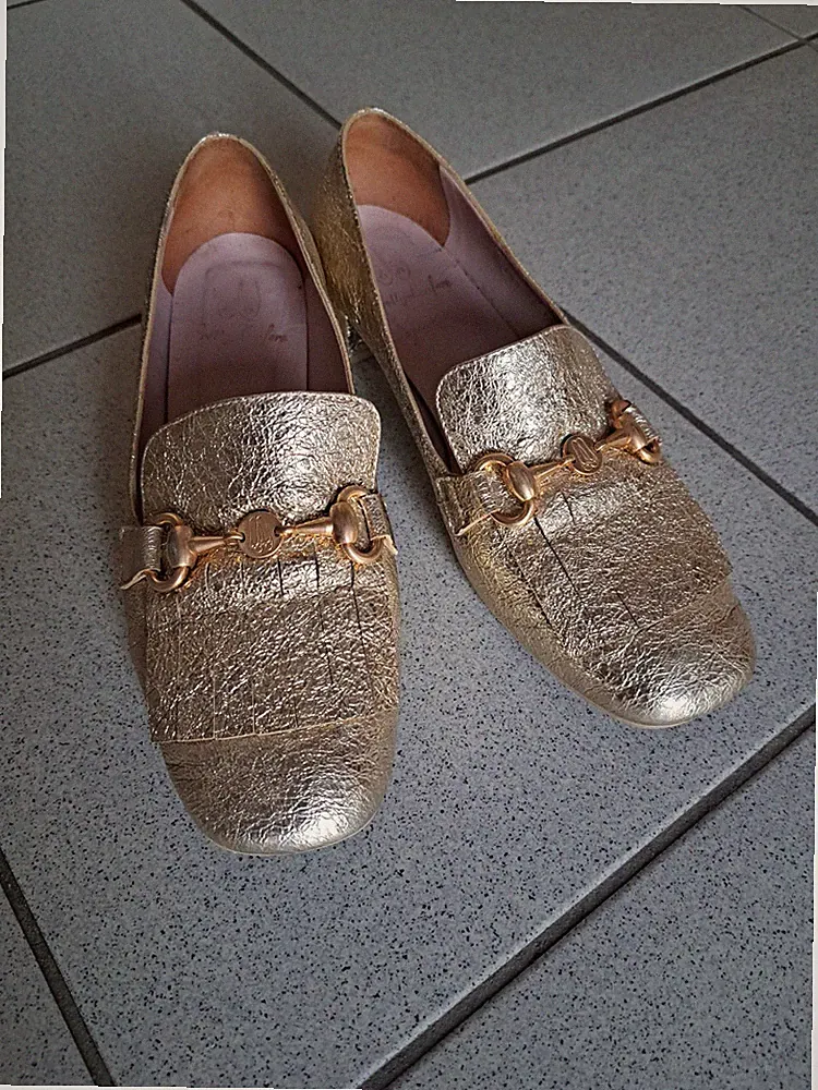 Elegante goldene Loafer Gr. 38, Pretty Ballerina Brand, Hoher NP