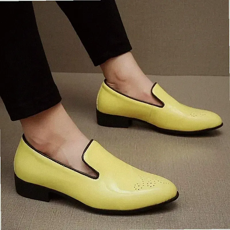 Elegante Herren Halbschuhe Gelb Hochglanz Moderne Schuhe Casual Chic K7L2X9