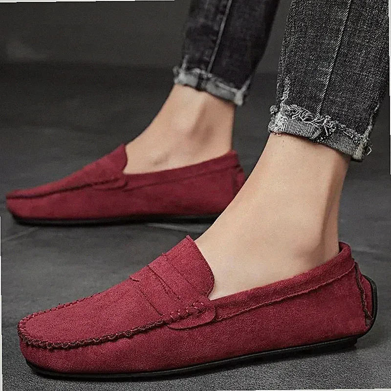 Elegante Herren Halbschuhe Lässig Bequem Wildleder Effekt Weinrot CF59281