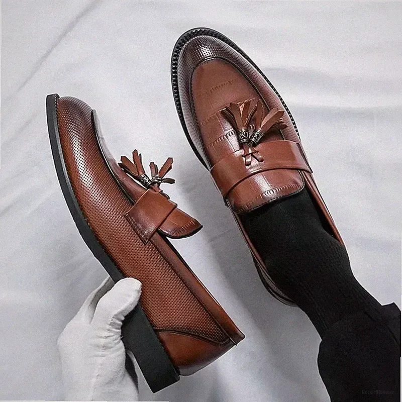 Elegante Herren Halbschuhe Leder mit Nappas Italienischer Stil Zeremonie T6W9P