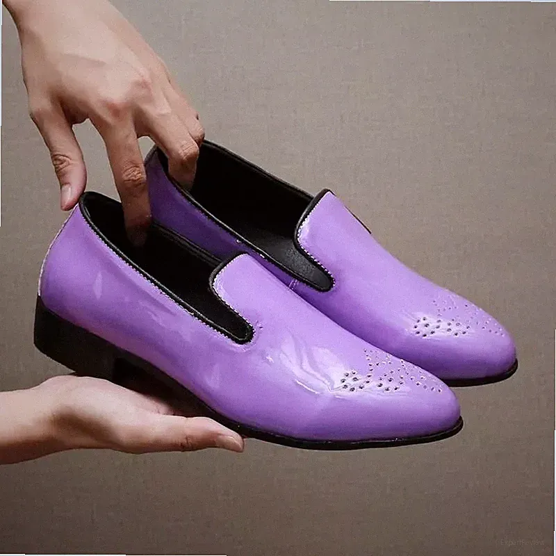 Elegante Herren Halbschuhe Lila Glänzend Schuhe Mode Modern Slipper K7L2X9
