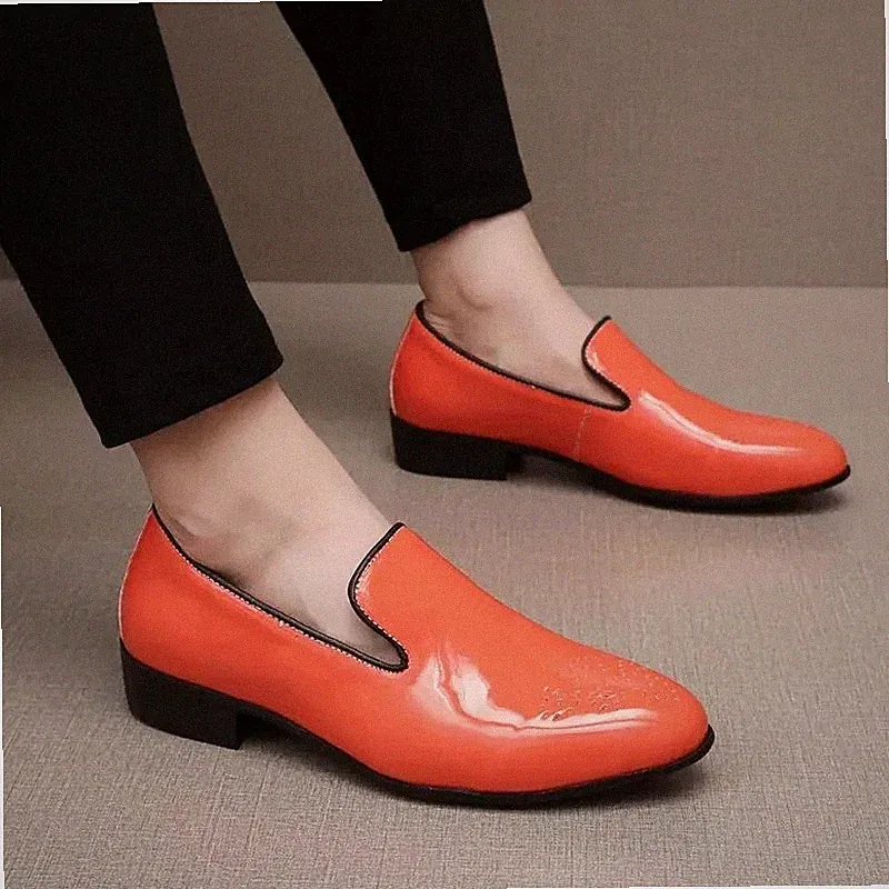 Elegante Herren Halbschuhe Rot Hochglanz Moderne Schuhe Casual Chic K7L2X9