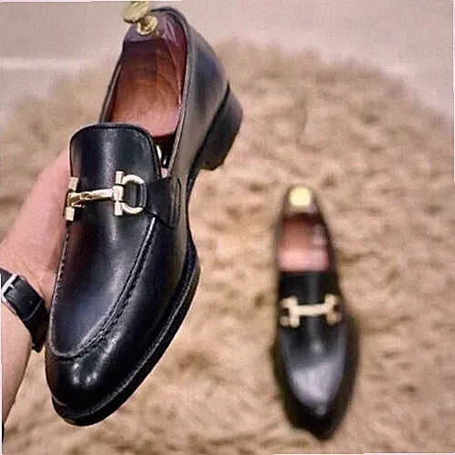 Elegante Herren Handgefertigt Schwarz Leder Schuhe Slipper Elegant Halbschuh Leger Elegant Schuh