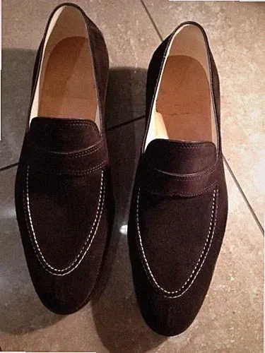 Elegante Loafer Handarbeit Herren Braun Wildleder Mokassins Männer Wildleder Leder Schuhe