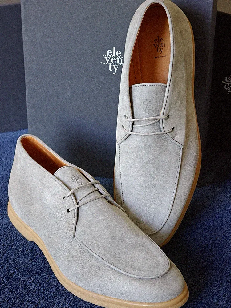 Eleventy Sommer Halbschuhe Wildleder Walk EU 43 UK 9 US 10 grau Schnürsenkel
