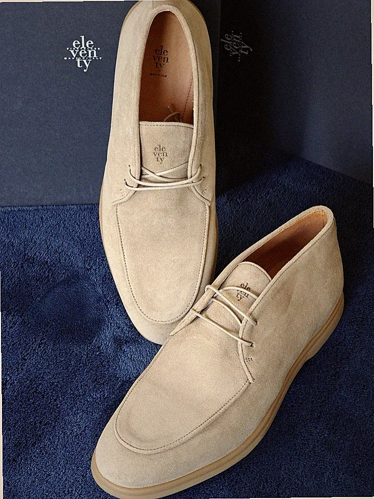 Eleventy Sommer Halbschuhe Wildleder Walk EU 44 UK 10 US 11 grau beige sand