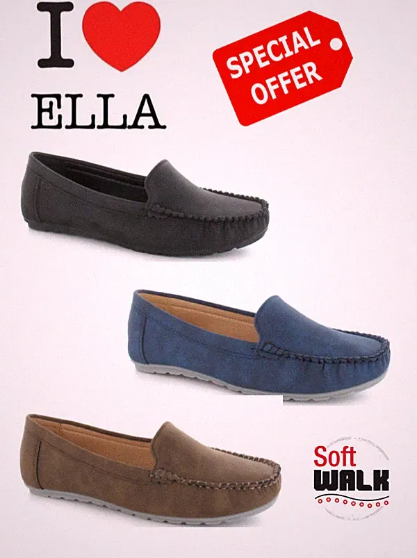 ELLA JODIE DAMEN HALBSCHUH STYLE SCHUH NEU BEQUEM GEPOLSTERT SCHWARZ, MARINE, TAUPE