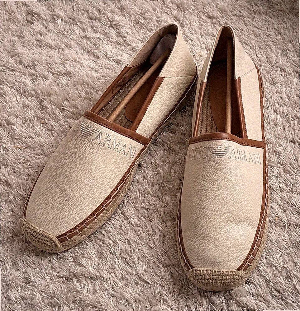 Emporio Armani - Herren Espadrilles Leder Weiß - Größe EU 43 - NEU Herren Schuhe