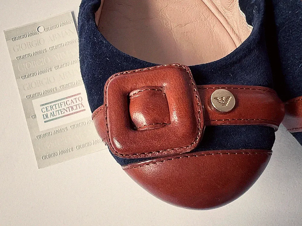 EMPORIO ARMANI Italy Designer Ballerinas Gr. 37,5 flache Schuhe Loafer Slipper