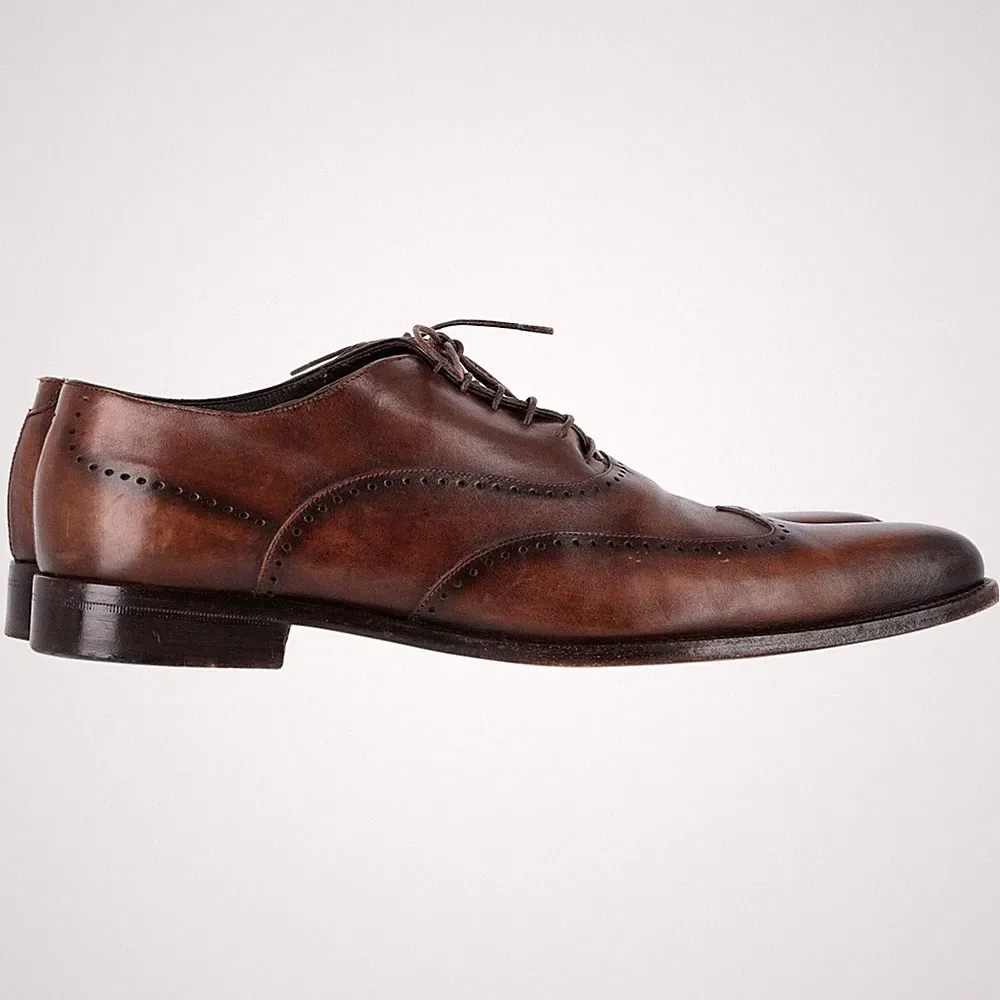 Ermenegildo Zegna Budapester Oxford Schuhe in Braun Leder Herren Ocker Größe 13