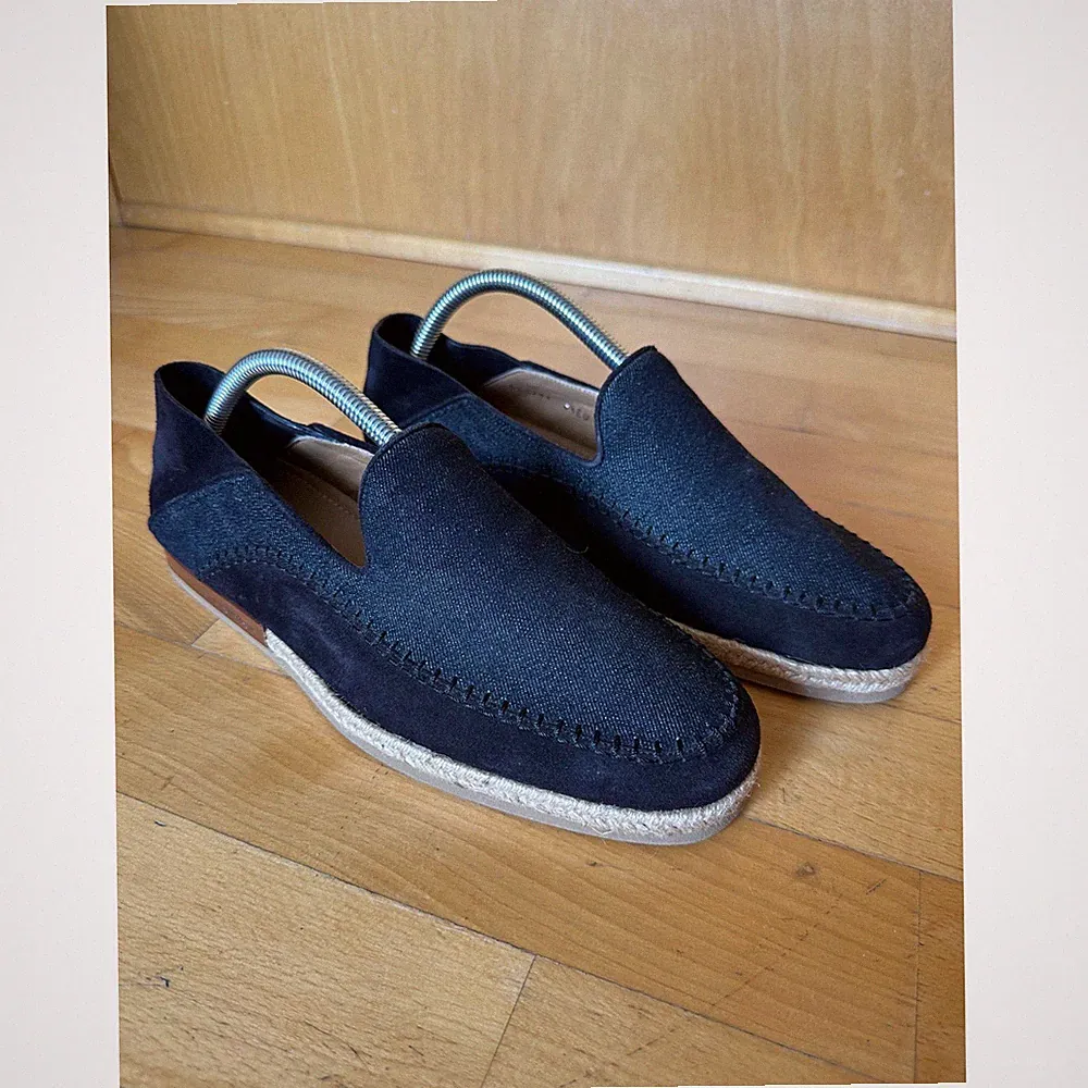 Ermenegildo Zegna Navy Suede Denim Espadrille Loafers A2529X Mens 7.5 US 6.5 EU