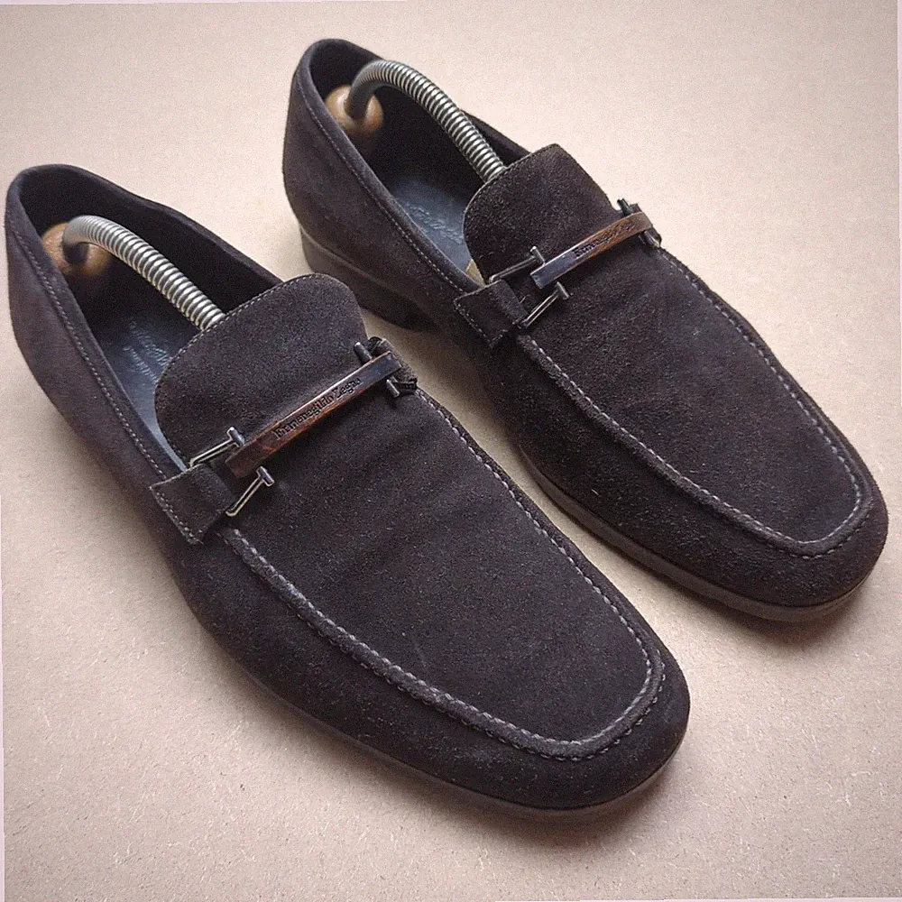 Ermenegildo Zegna Wildleder Halbschuhe Herren UK7,5 Braun Horsebit Designer Schuhe