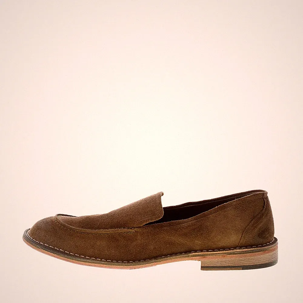 ERNESTO DOLANI herren schuhe Made in Italy Braunes Veloursleder Ben Loafer glatt