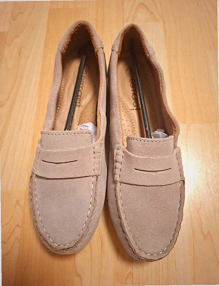 esmara Slipper Loafer Leder Beige Ziernähte EU 39 UK 6 US 8 IAN 401623