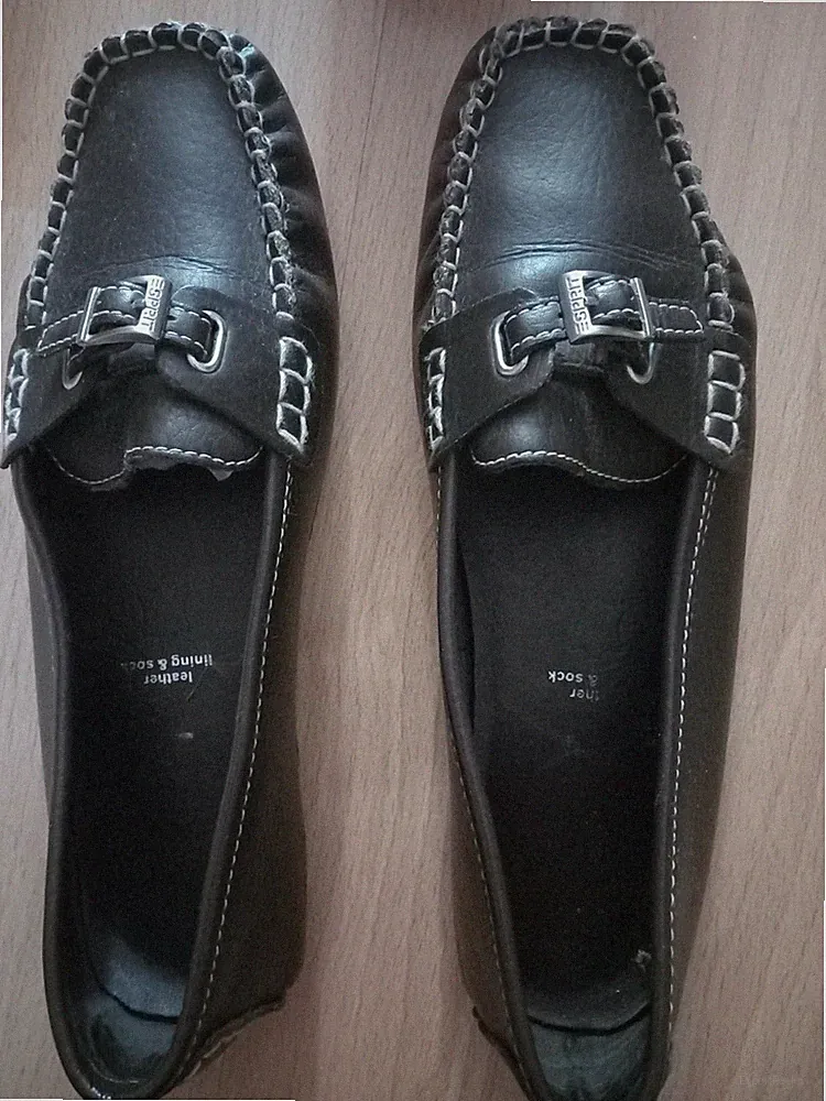 Esprit Damen Loafer, Gr. 37, Dunkelbraun, Lederfutter, gebraucht