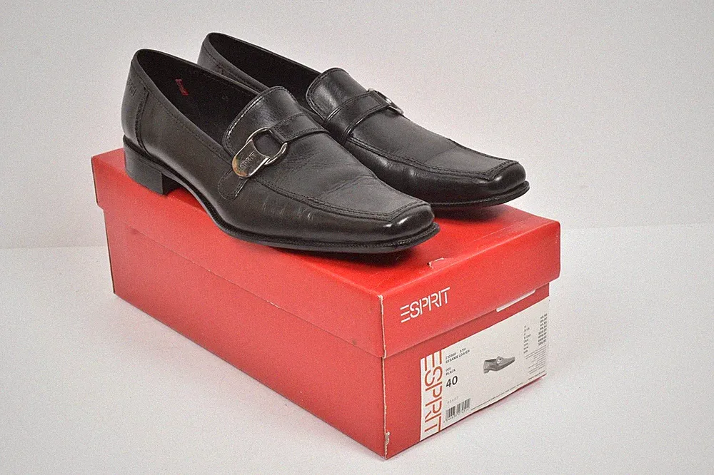 Esprit Sesame Loafer Halbschuh Schwarz Leder Gr.40 Gebraucht