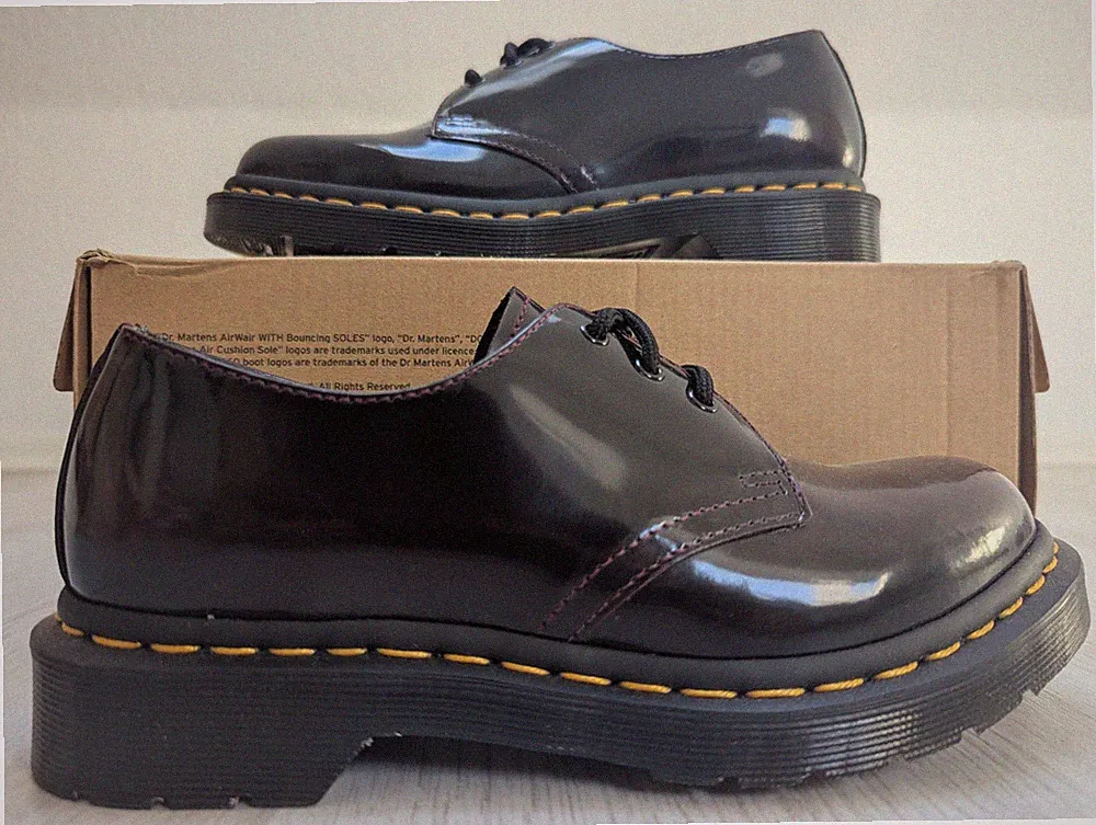 EU 37 - Dr. Martens 1461 Arcadia Lederschuhe Derby Loafer Schwarz Kirschrot NEU