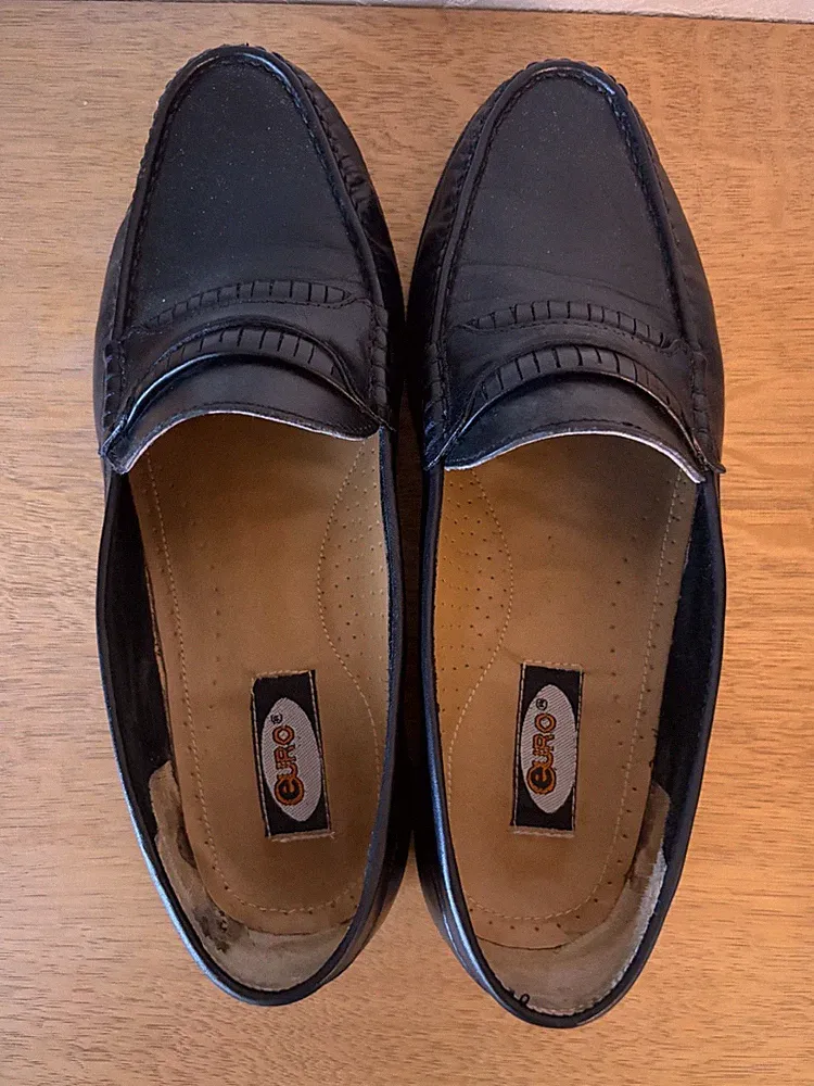 EURO Herren Slipper Loafer Schwarz Leder Business Schuhe Gr. 42
