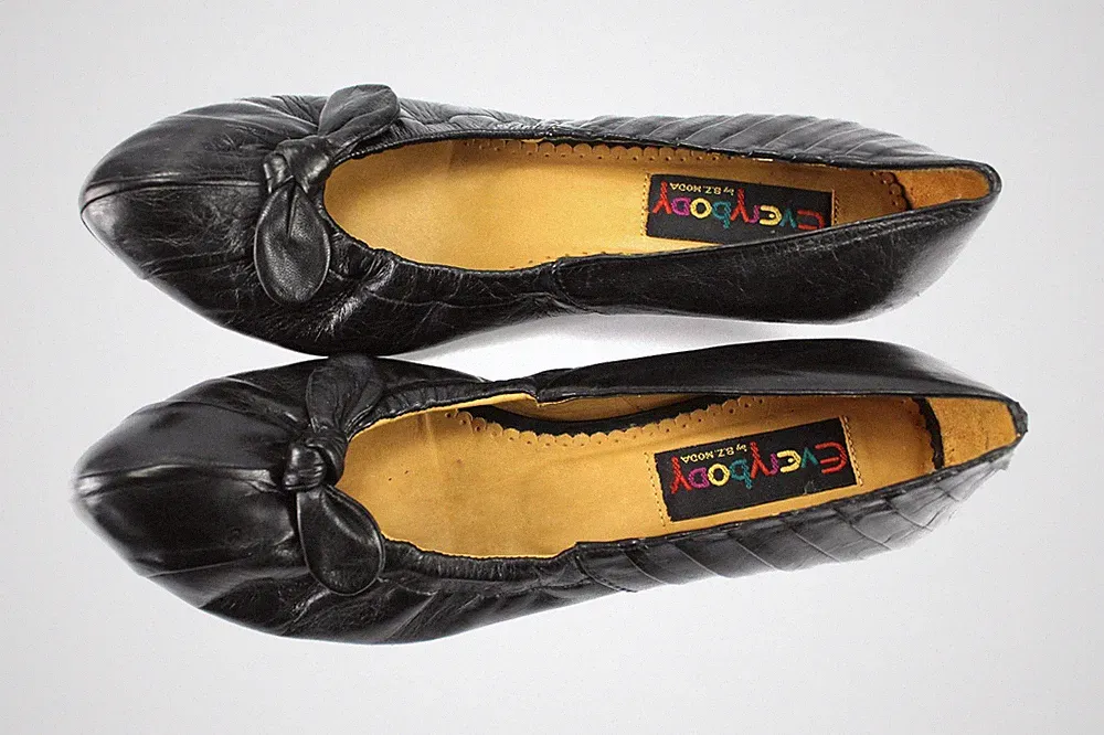 Everybody Gr.39,5 Damen Ballerinas Slipper Loafers Leder Schwarz TOP T 924